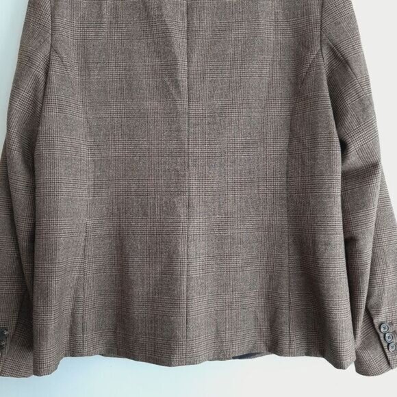 CONTEMPORAINE Simons Glen Check Plaid Blazer Jacket Tan Brown Sz 12 - Picture 10 of 14
